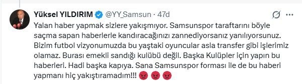 Yüksel Yıldırım’dan Enner Valencia söylentisine tepki: "Samsunspor, emekli sandığı kulübü değil"