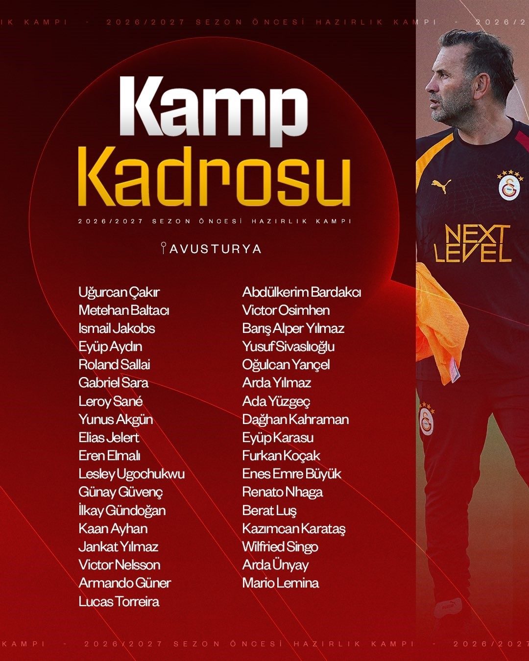 Galatasaray, Avusturya’ya gitti