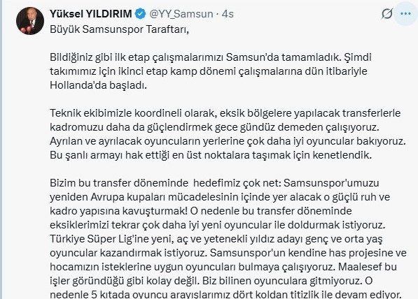 Yüksel Yıldırım: "Ayrılan oyuncuların yerine çok daha iyilerine bakıyoruz"