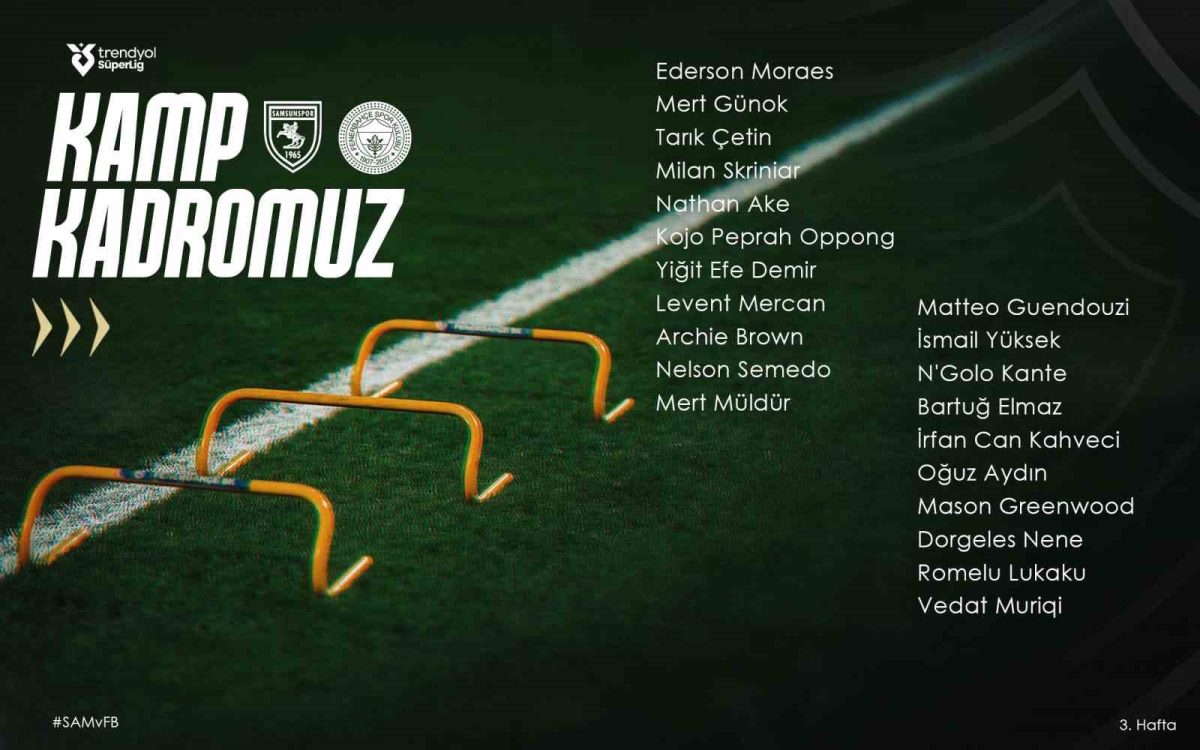 Fenerbahçe’nin Samsunspor maçı kamp kadrosu açıklandı