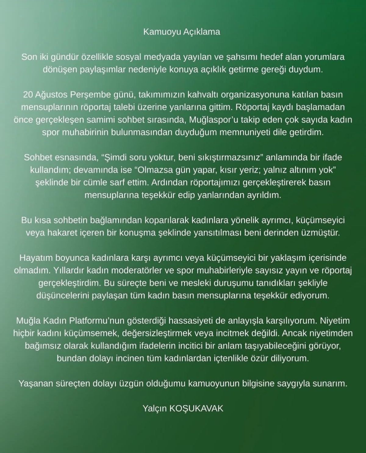 Yalçın Koşukavak kadın gazetecilere yönelik sözleri için özür diledi - Foto 3