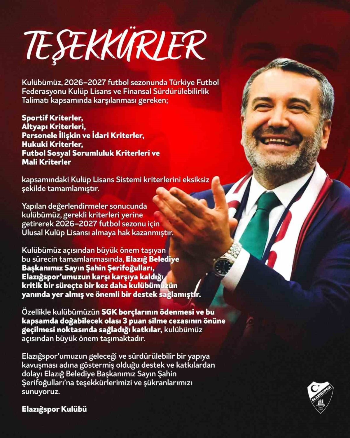 Elazığspor 3 puan silme cezasından kurtuldu