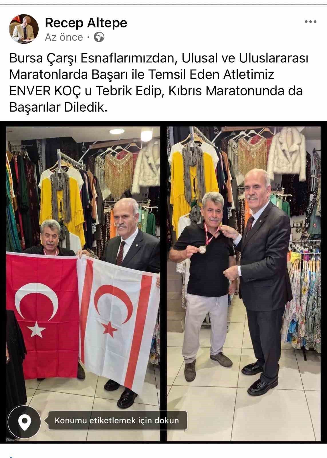 Kıbrıs Maratonu öncesi Bursalı Veteran atlete anlamlı ziyaret