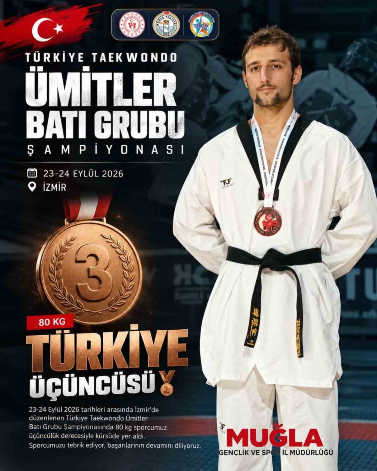 Muğlalı sporcu Semih Karabacak Türkiye üçüncüsü oldu