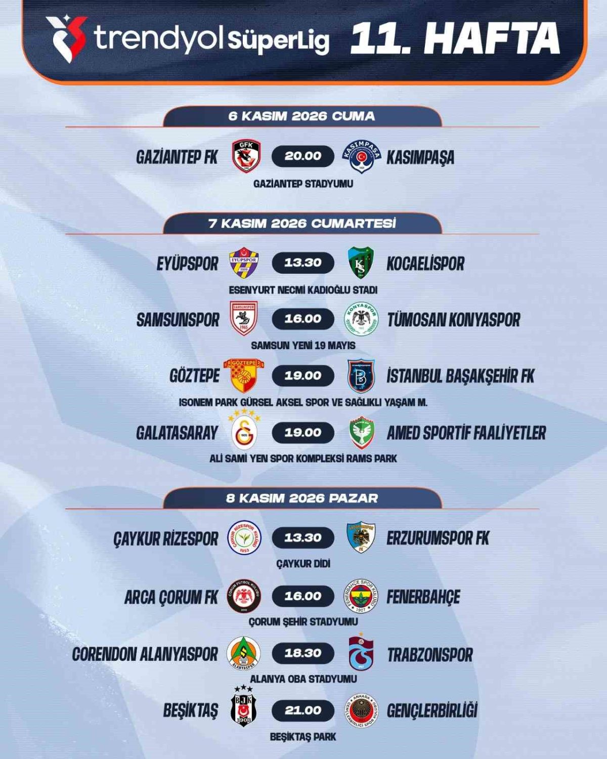 Trendyol Süper Lig’de 7-16. hafta programları açıklandı - Foto 5
