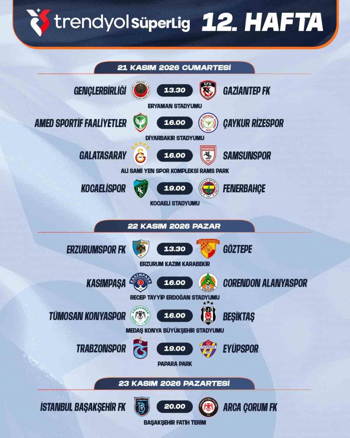 Trendyol Süper Lig’de 7-16. hafta programları açıklandı - Foto 6