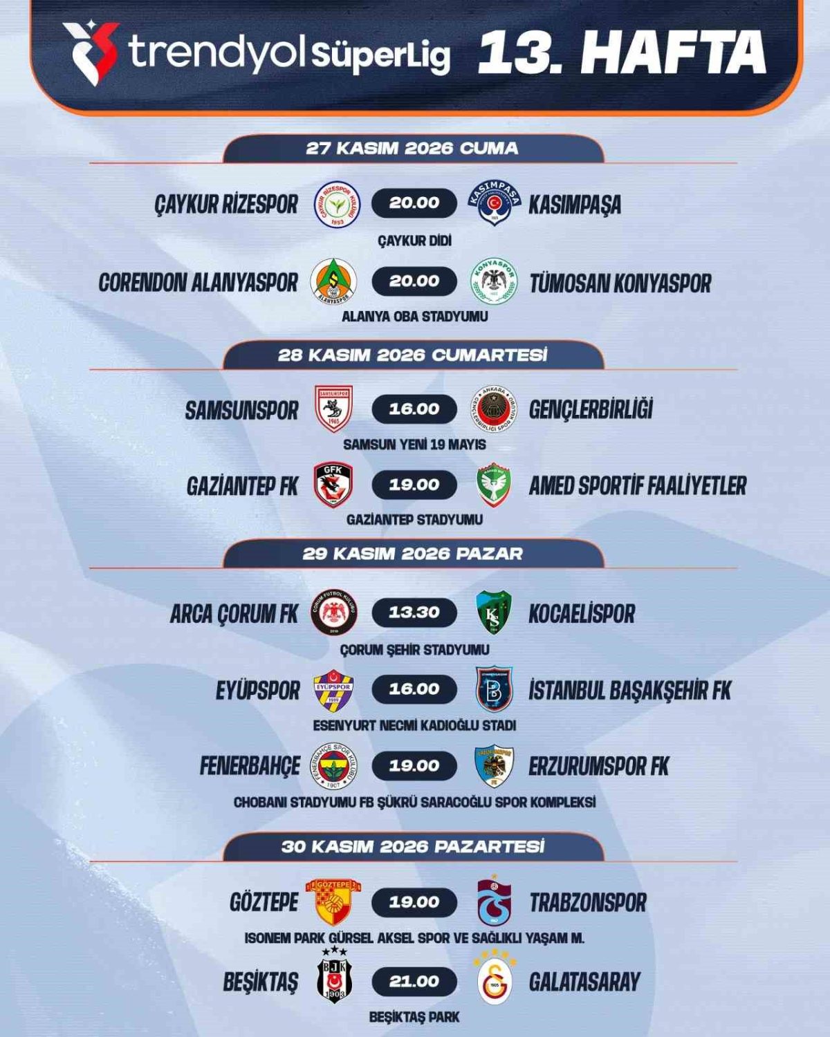 Trendyol Süper Lig’de 7-16. hafta programları açıklandı - Foto 7