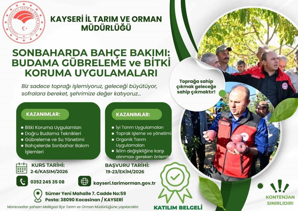 Kayseri’de Sonbahar Bahçe Bakımı Eğitimi!