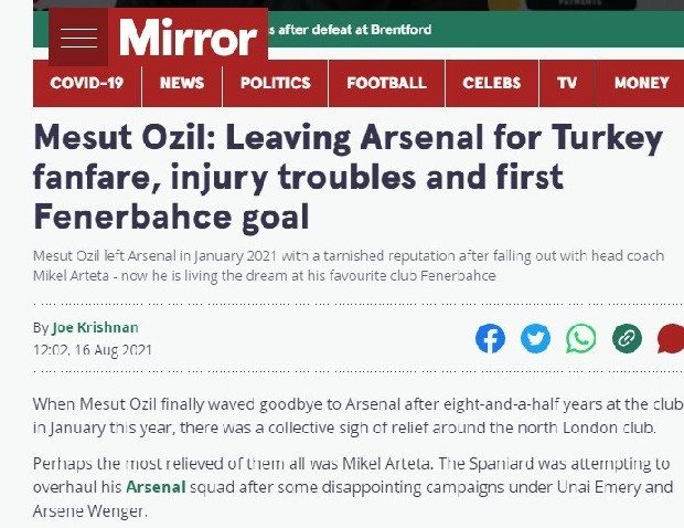 Mesut Özil’in ilk golü dünya basınında