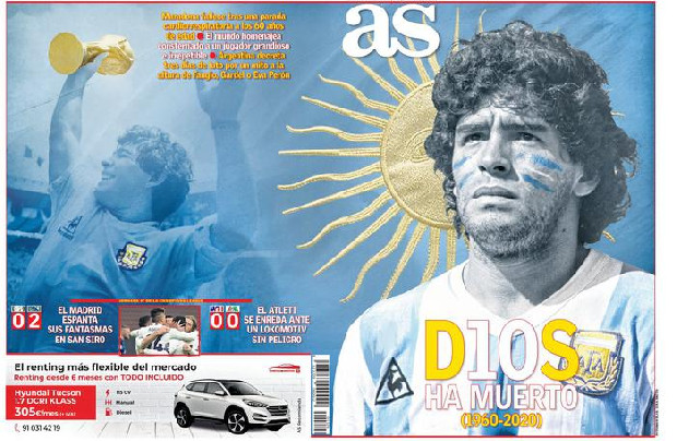 Diego Armando Maradona'nın ölümü dünya basınında manşetlerde 