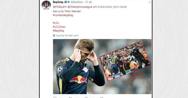 Beşiktaş'tan Bayern 'e cevap: Bizi Timo Werner'e sorun