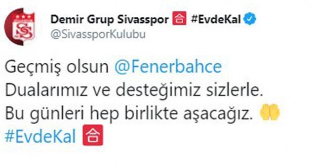 Sivasspor’dan Fenerbahçe’ye geçmiş olsun mesajı
