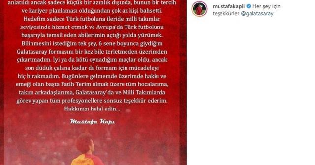 Mustafa Kapı’dan Galatasaray’a veda