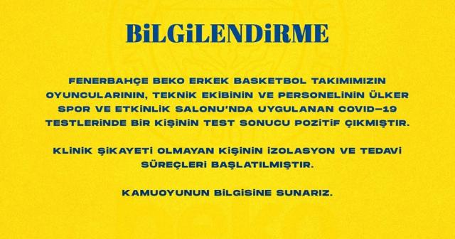 Fenerbahçe Erkek Basketbol Takımı’nda 1 kişinin testi pozitif çıktı