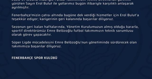 Fenerbahçe’de Erol Bulut dönemi sona erdi