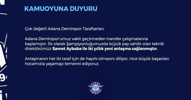 Adana Demirspor, Samet Aybaba ile yola devam edecek