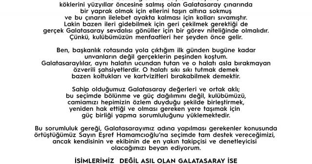 Galatasaray’da Tuncer Hunca, başkan adaylığından çekildi