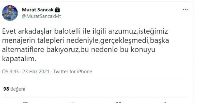Adana Demirspor’da Balotelli defteri kapandı