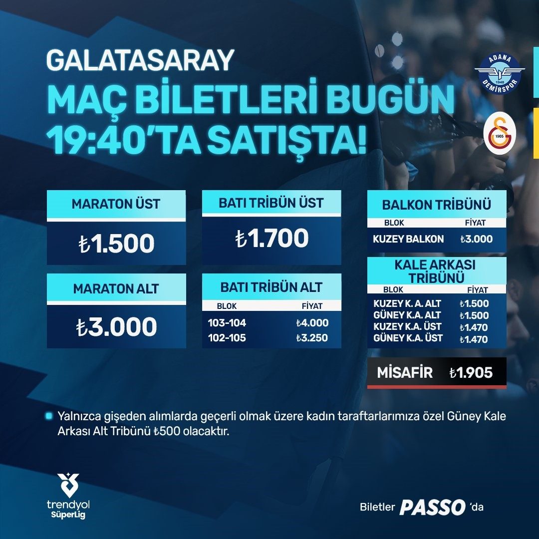 Adana Demirspor - Galatasaray Mücadelesi İçin Biletler Sahnede!