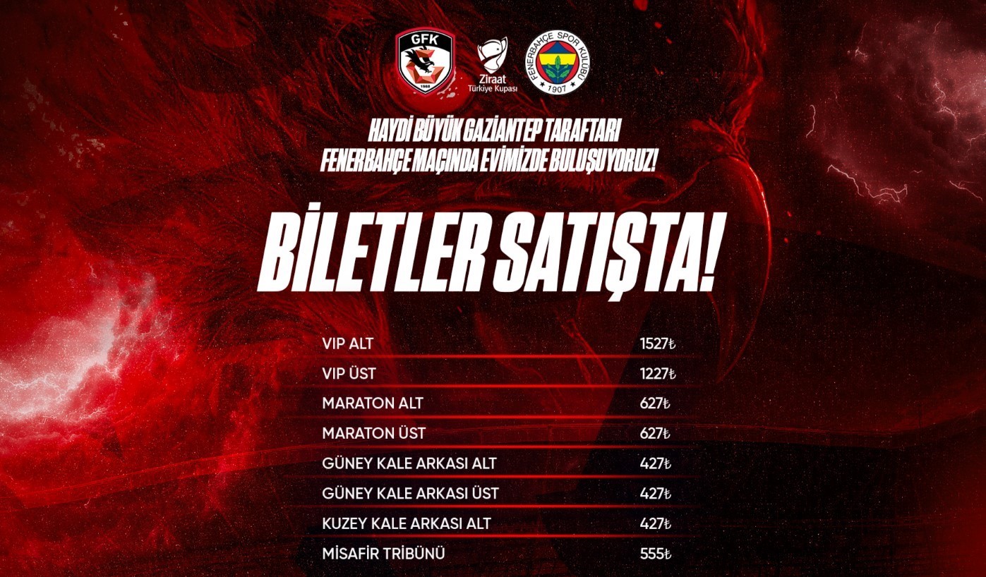 Gaziantep FK – Fenerbahçe kupa maçı biletleri satışta