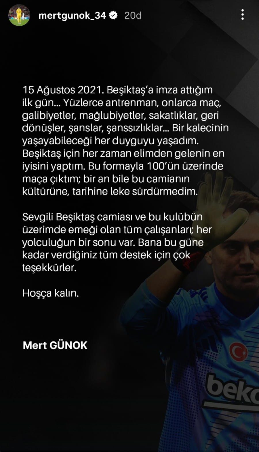 Mert Günok’tan veda mesajı