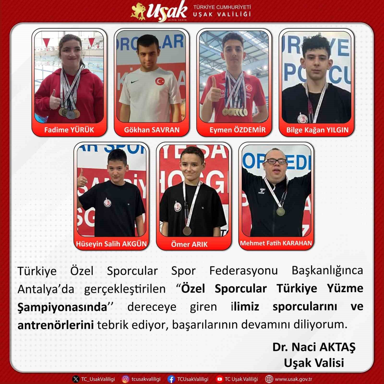 Uşaklı Sporcuların Başarısını Vali Aktaş Tebrik Etti